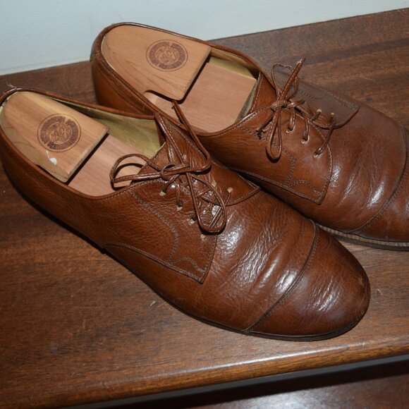VTG 80s Firenze Florence Italy Men 10 10.5 Leather Oxford Lace Up Dress Shoes main image 8